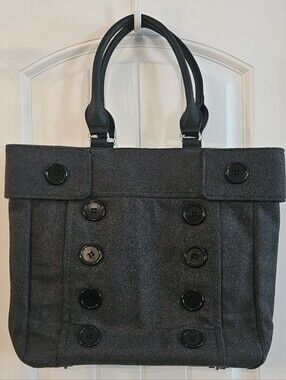 Gray Double-Breasted Button Tote Bag